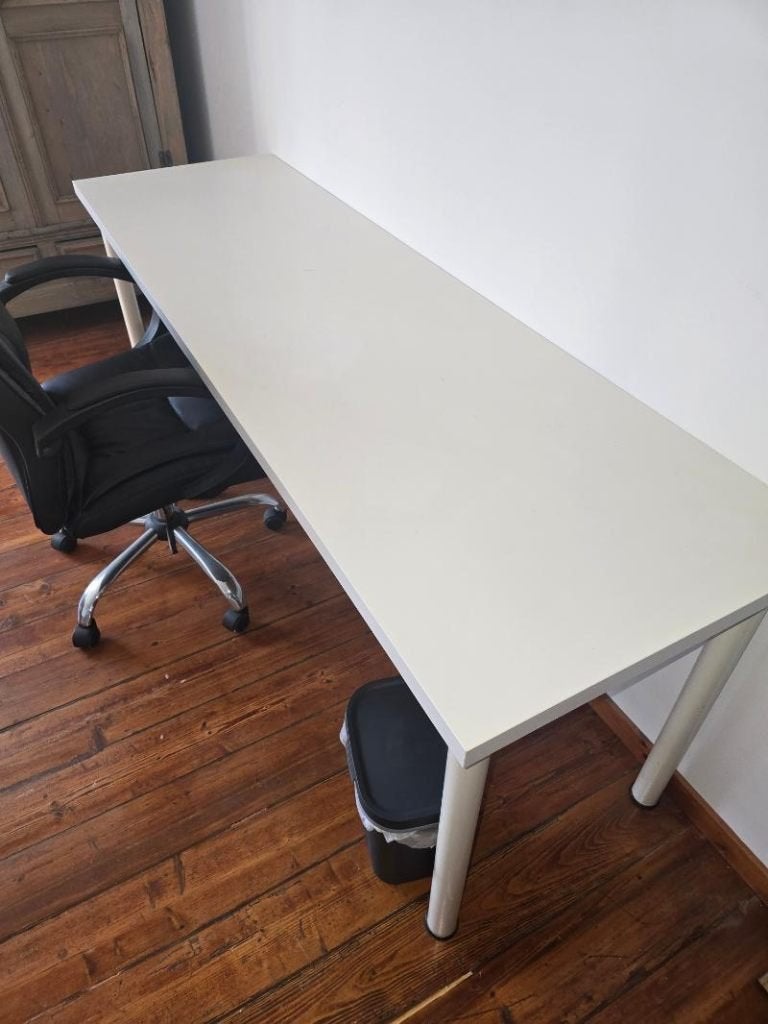 Lange witte IKEA tafel / bureau – Ideaal voor studenten, Ophalen, Gebruikt, 50 tot 100 cm, Vijf personen of meer