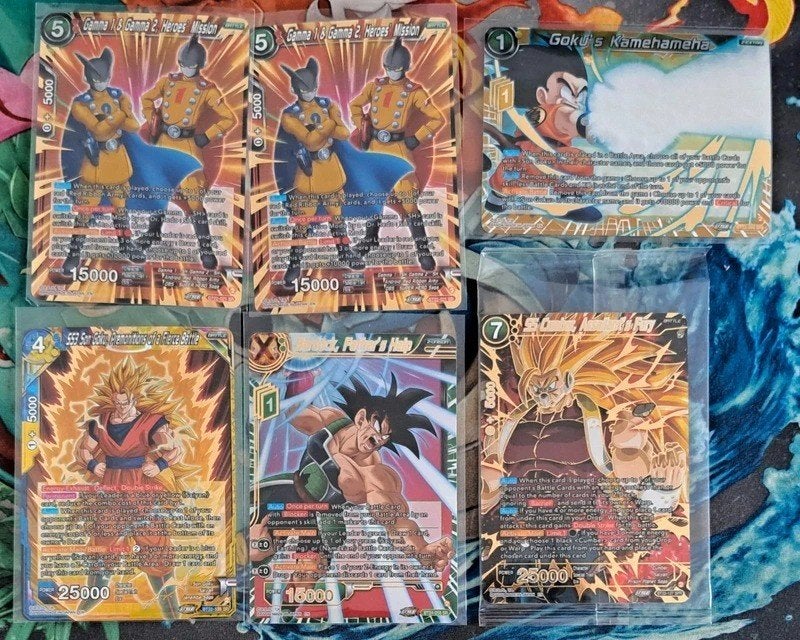 6 Dragon Ball Kaarten, Ophalen of Verzenden, Zo goed als nieuw, Meerdere kaarten, Foil