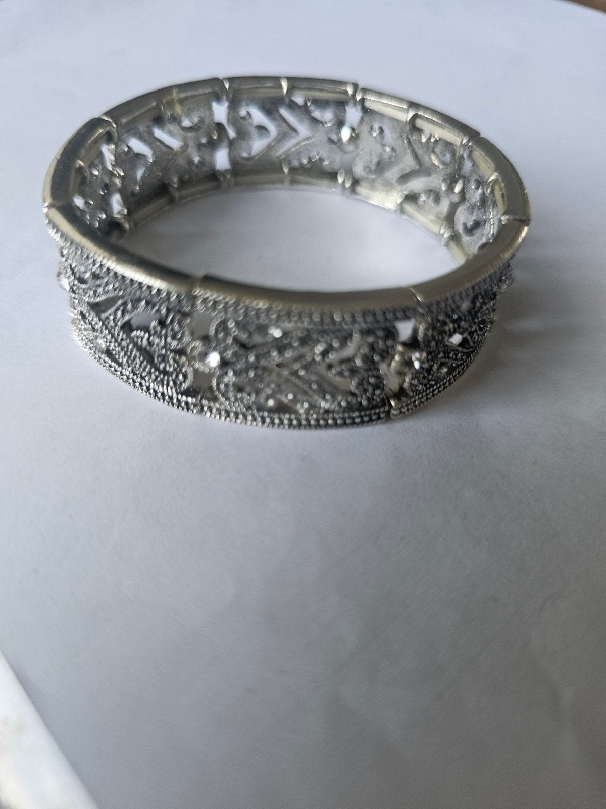 bracelet métal argenté  élastique, Enlèvement, Argent, Argent