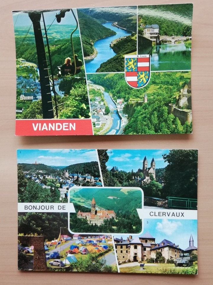 4 oude postkaarten Echternach, Vianden, Clervaux ongebruikt, Verzamelen, Ophalen of Verzenden