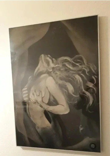 Œuvre originale, signée, nu féminin 50  70 cm, encadrée art, Ophalen