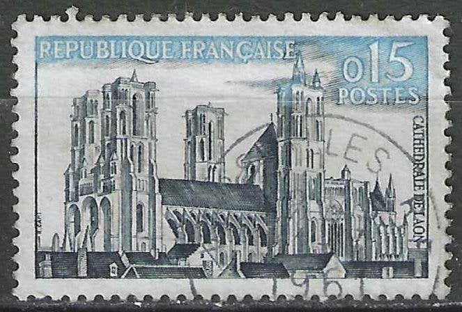 Frankrijk 1960 - Yvert 1235 - Kathedraal van Laon (ST), Postzegels en Munten, Verzenden, Gestempeld