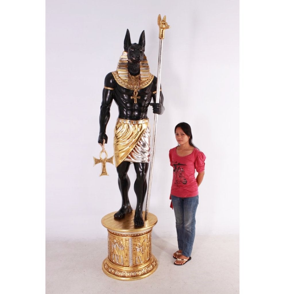 Statue égyptienne Anubis avec socle — Égypte Hauteur 239 cm