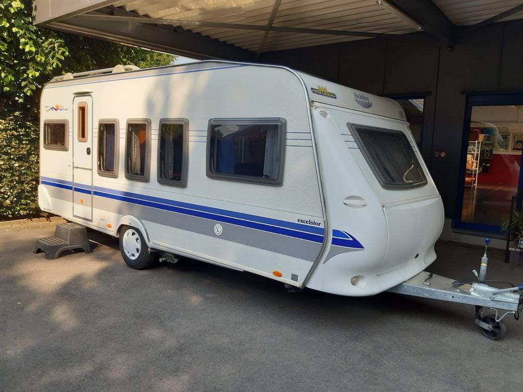 Hobby excelsior, Caravans en Kamperen, Caravans, Particulier, tot en met 4, Rondzit, Hobby, Dwarsbed, 6 tot 7 meter, Airco, Fietsenrek