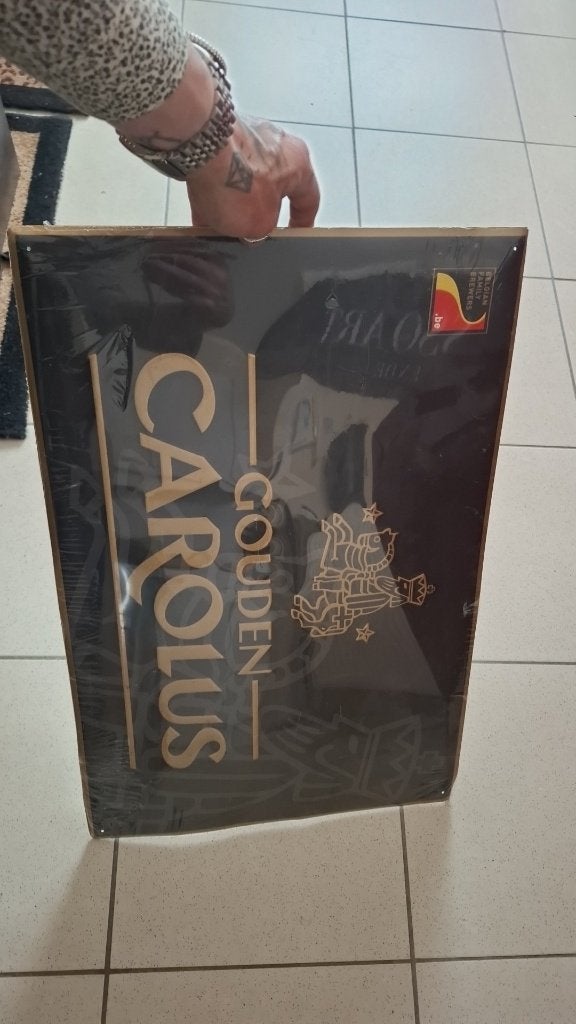 Groot Reclame bord gouden carolus nieuw, Ophalen of Verzenden, Nieuw, Reclamebord