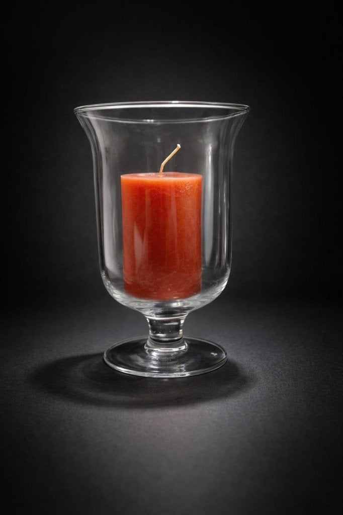 Theelichthouder beker met rode kaars, Ophalen, Glas