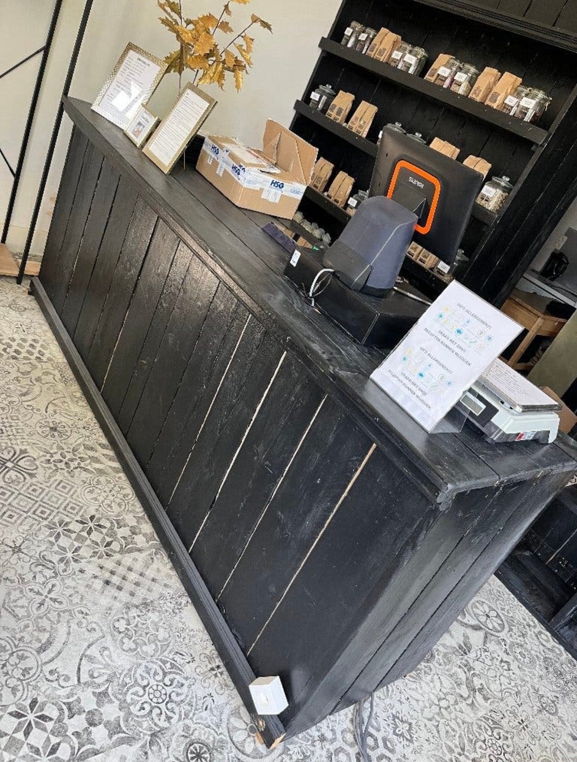 Comptoir en bois noir L285 x H102 x P72, Enlèvement, Comme neuf