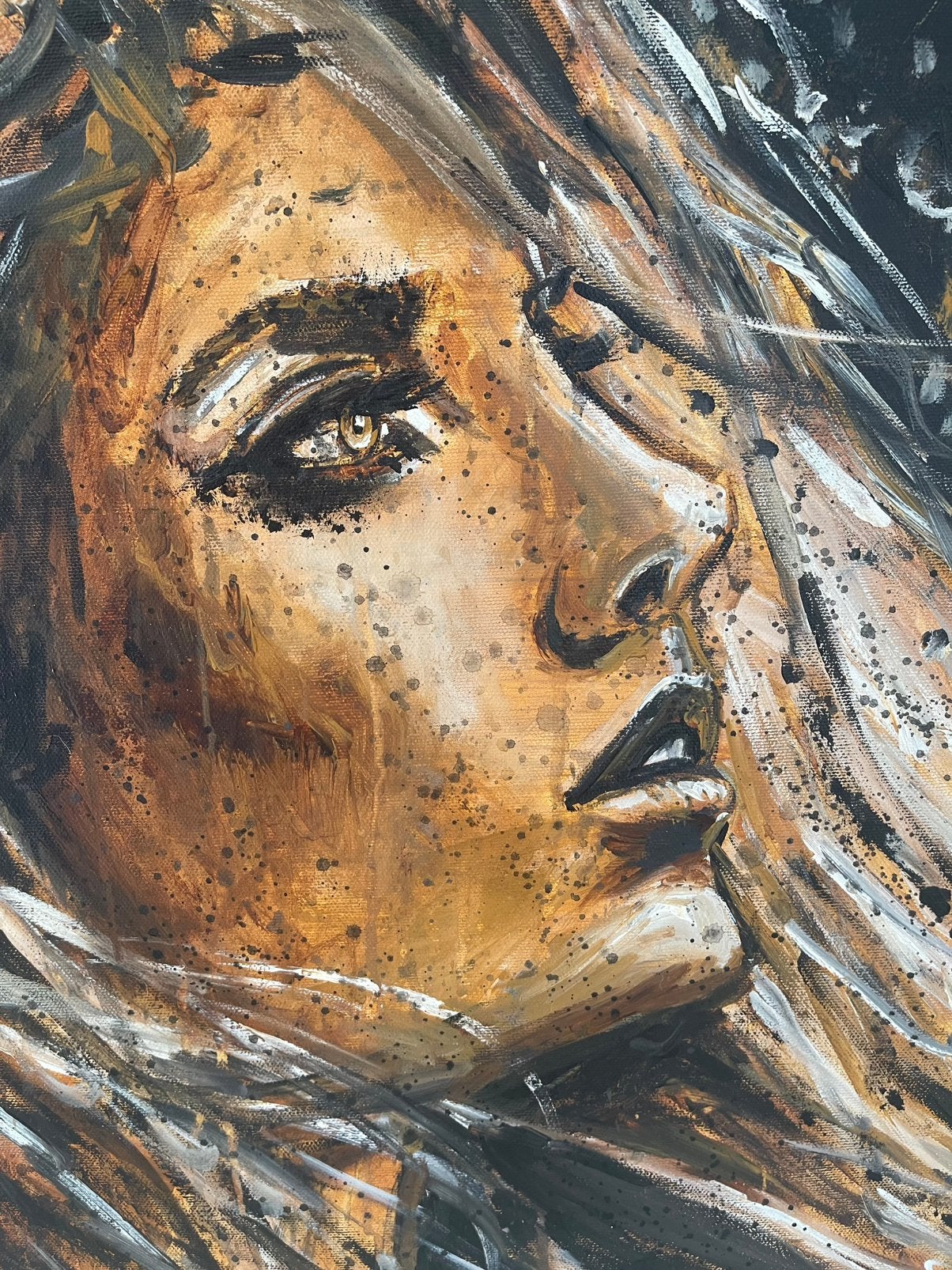 Peinture moderne en 3 parties - Mk Art, Textile, Figures, Peinture acrylique, Enlèvement