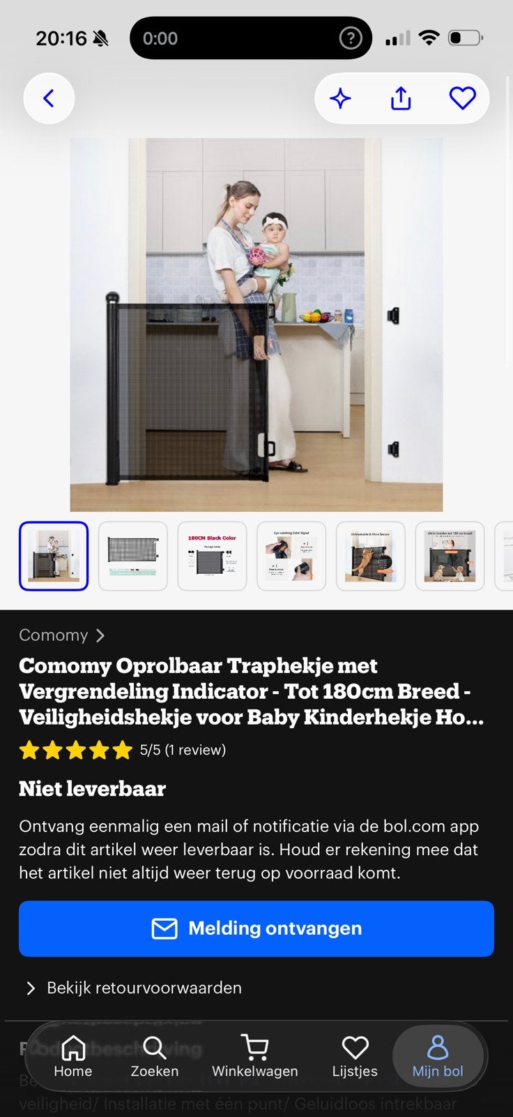 Comomy oprolbaar traphek 180cm, Overige materialen, Nieuw, Oprolhekje, Ophalen of Verzenden
