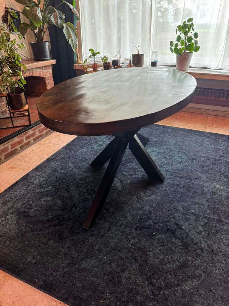 Ovale tafel, 160cm x 90cm, Huis en Inrichting, Tafels | Eettafels, Ophalen, 50 tot 100 cm, Zo goed als nieuw, 150 tot 200 cm