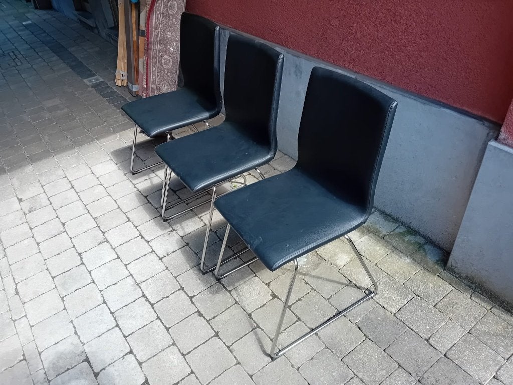 3 Chaises IKEA Volfgang, Maison & Meubles, Chaises, Enlèvement, Utilisé, Noir, Trois