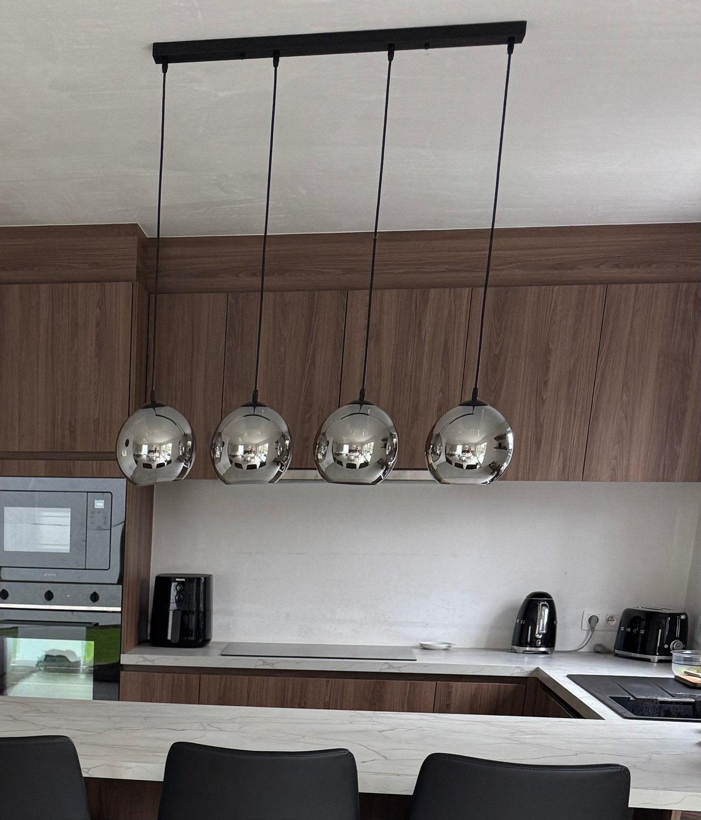 Hanglamp met glazen bollen, Maison & Meubles, Lampes | Suspensions, Comme neuf, Enlèvement