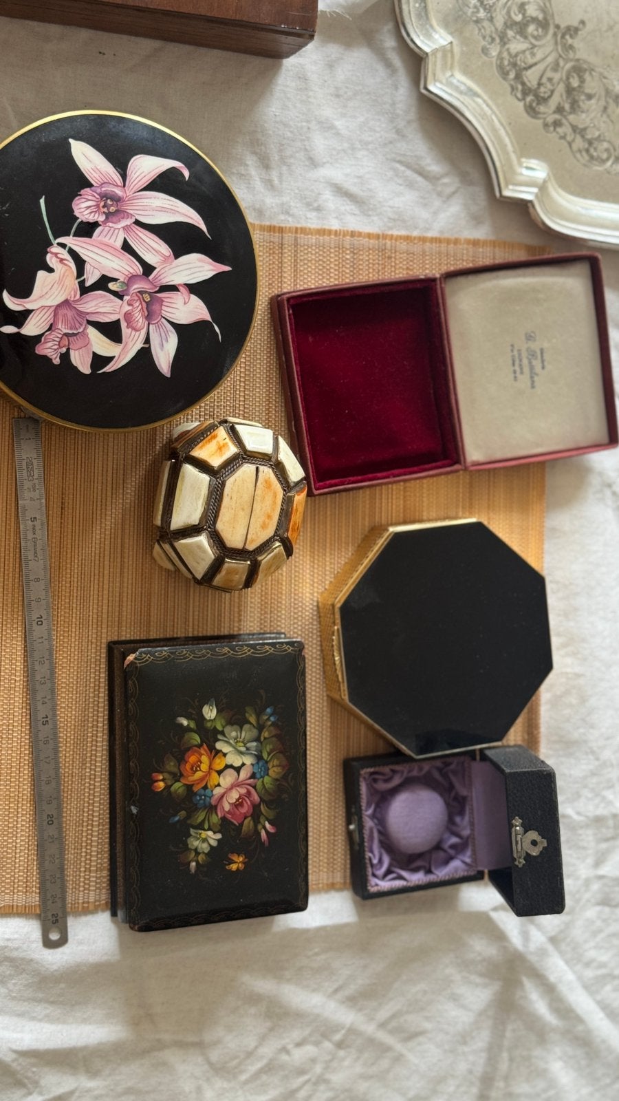 Lot de 8 boites antiques, Bijoux, Sacs & Beauté, Boutons de manchette, Enlèvement ou Envoi, Comme neuf