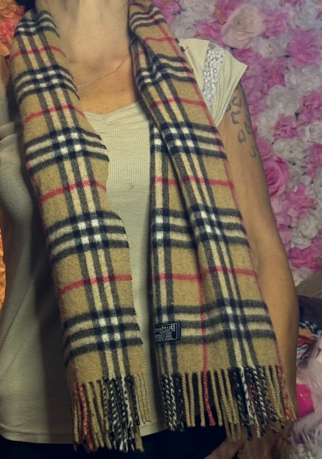 Prachtige vintage Burberry sjaal van kasjmier, Ophalen of Verzenden, Zo goed als nieuw, Sjaal