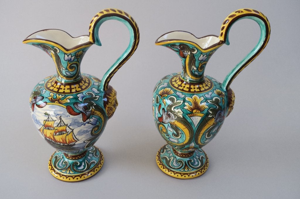 Paire de vases vintage Gabriel Fourmaintraux Desvres, Antiquités & Art, Antiquités | Céramique & Poterie, Enlèvement ou Envoi