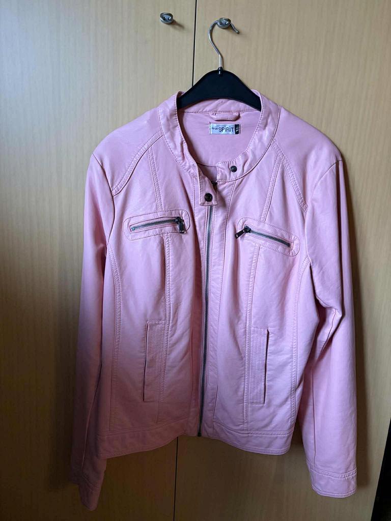 Roze leren jas, Kleding | Dames, Ophalen, Zo goed als nieuw, Maat 46/48 (XL) of groter, Roze