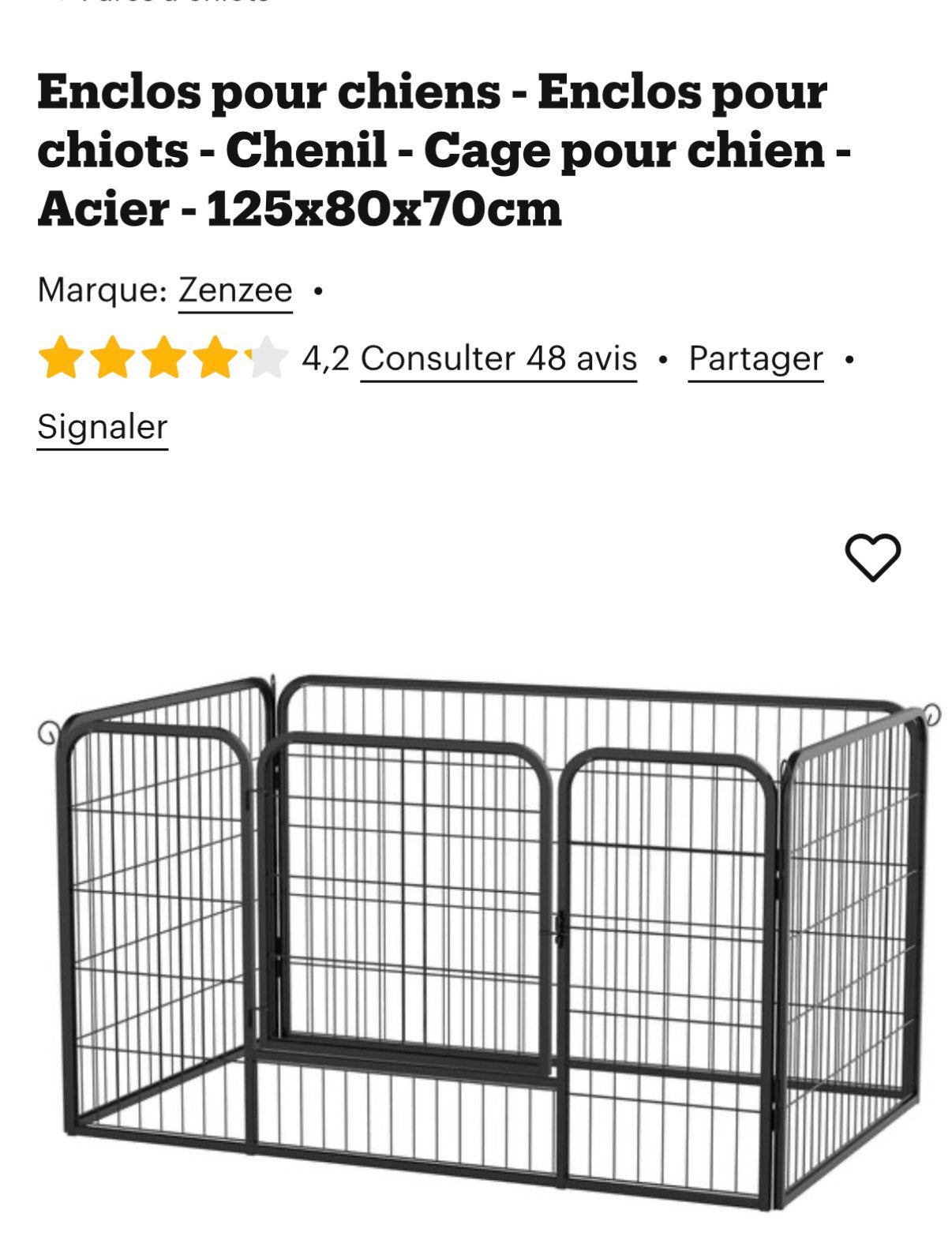 Parc d’interieur pour chien/ chiot 125 x 80 noir, Enlèvement, Comme neuf