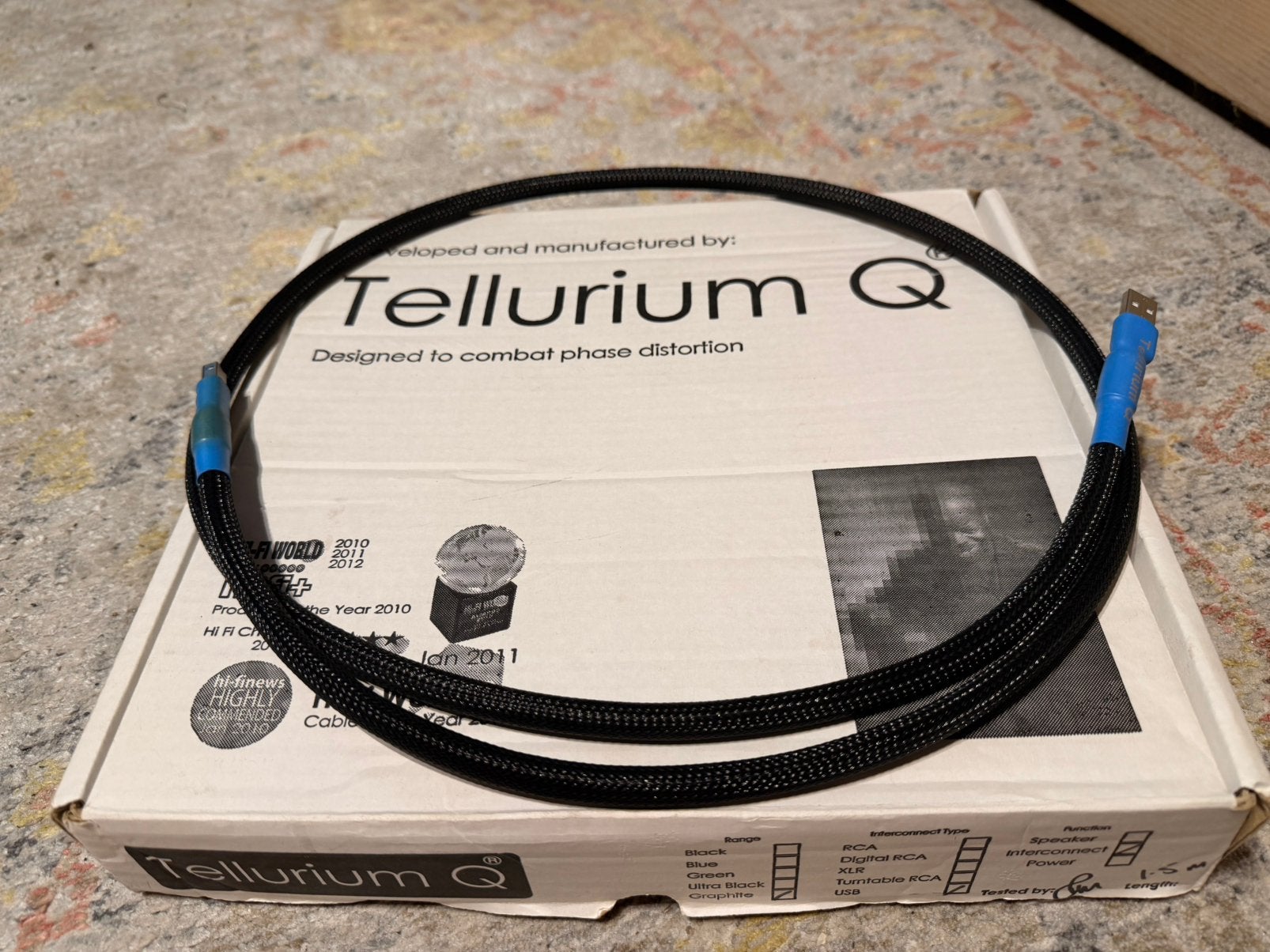 Tellurium Q Graphite 1.5 m USB interconnect, Audio, Tv en Foto, Audiokabels en Televisiekabels, Ophalen of Verzenden, Zo goed als nieuw