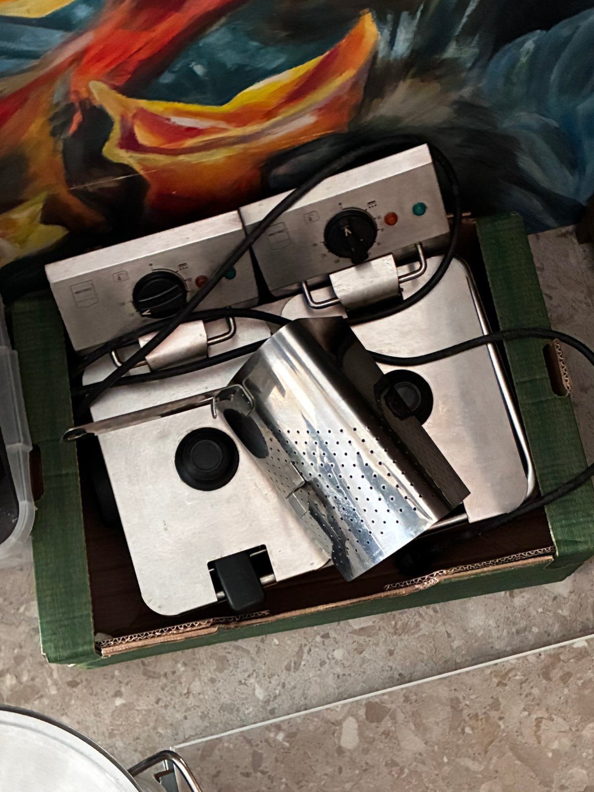 Friteuse dubbel horeca, Elektronische apparatuur, Frituurpannen, Ophalen, Zo goed als nieuw