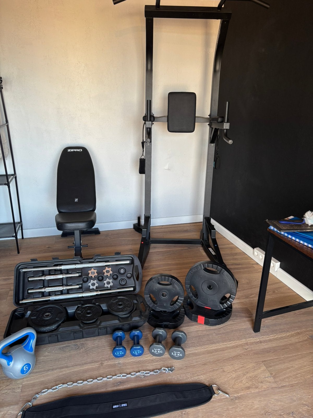 Salle de sport complète à domicile., Enlèvement, Comme neuf, Bras, Banc d'exercice