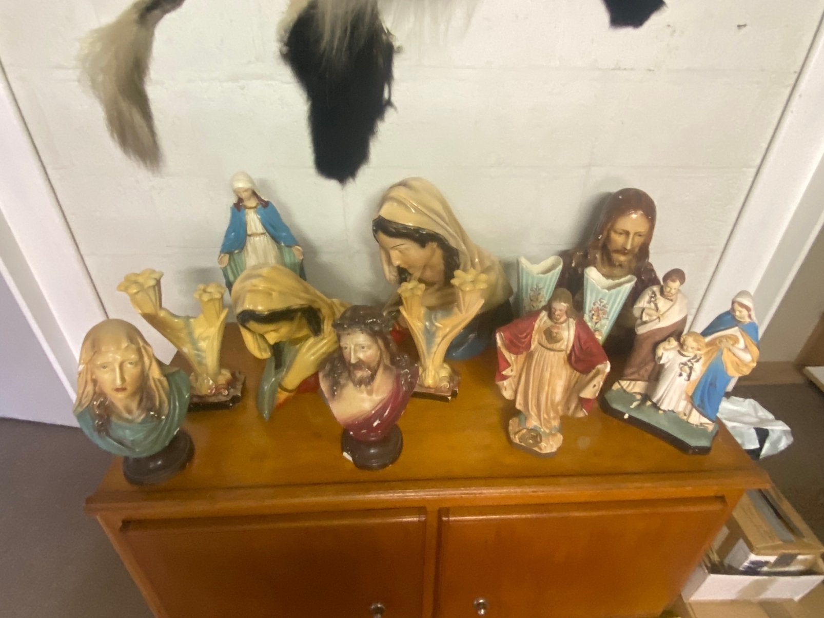 Lot heiligen beelden (krijt of kalk), Antiek en Kunst, Antiek | Religieuze voorwerpen, Ophalen