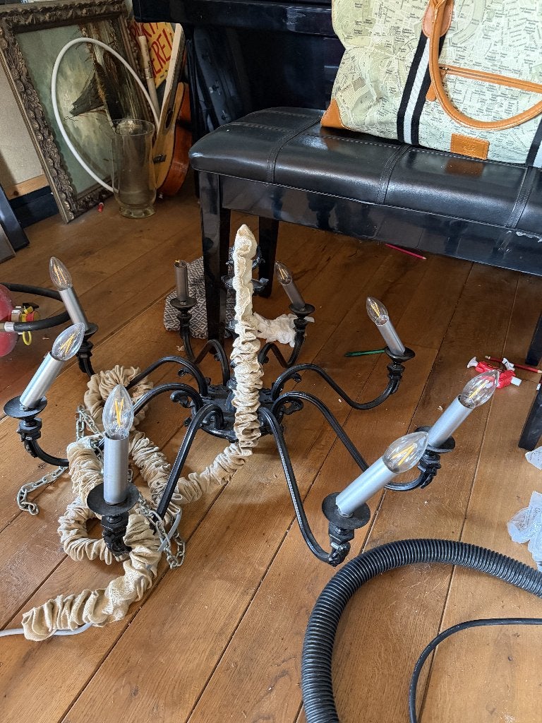 Gratis zwarte luster, Huis en Inrichting, Ophalen, Gebruikt, E14 (klein), Landelijk
