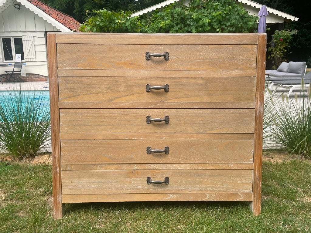Commode 5 tiroirs J-Line, Enlèvement, Comme neuf, Chêne