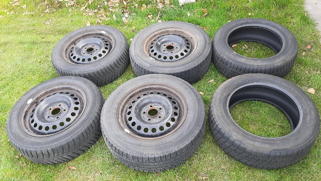 Stalen velgen met 6 winterbanden 16" steekmaat 5 x 114,3, Ophalen, Gebruikt, Velg(en), 16 inch