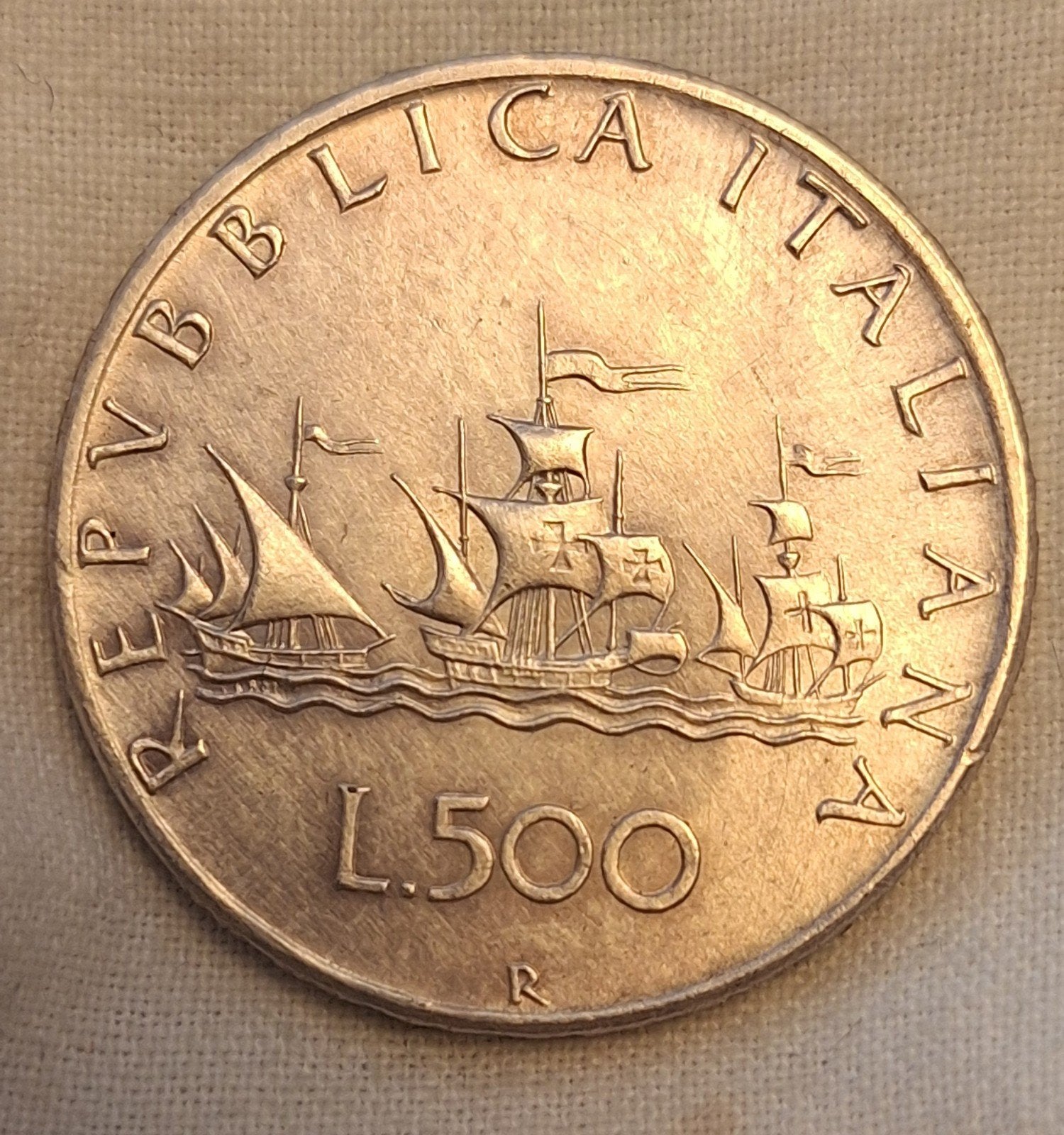 Zilveren 500 Lire Munt Italië – Columbus Schepen (Prachtige, Ophalen of Verzenden, Italië, Zilver