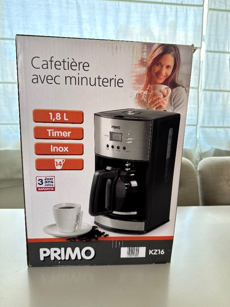 Cafetière PRIMO avec minuteur 1,8 L, Electroménager, Café moulu, Enlèvement ou Envoi, Comme neuf, Cafetière