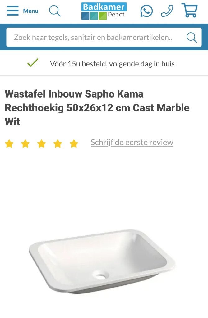 Nieuw lavabo sapho kama rechthoekig 50x26x12xm SPH50134, Ophalen, Nieuw, Wastafel