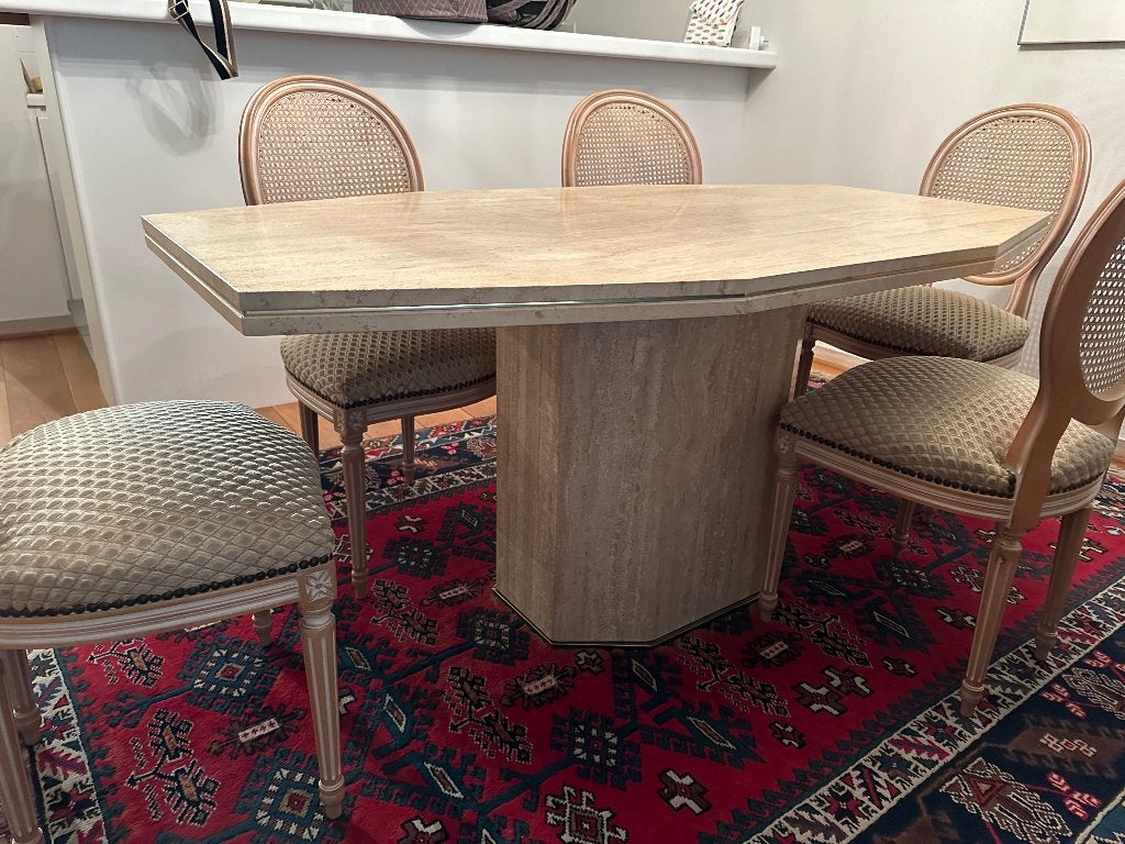 Eettafel in Traverin, 100 à 150 cm, Cinq personnes ou plus, Comme neuf, Enlèvement