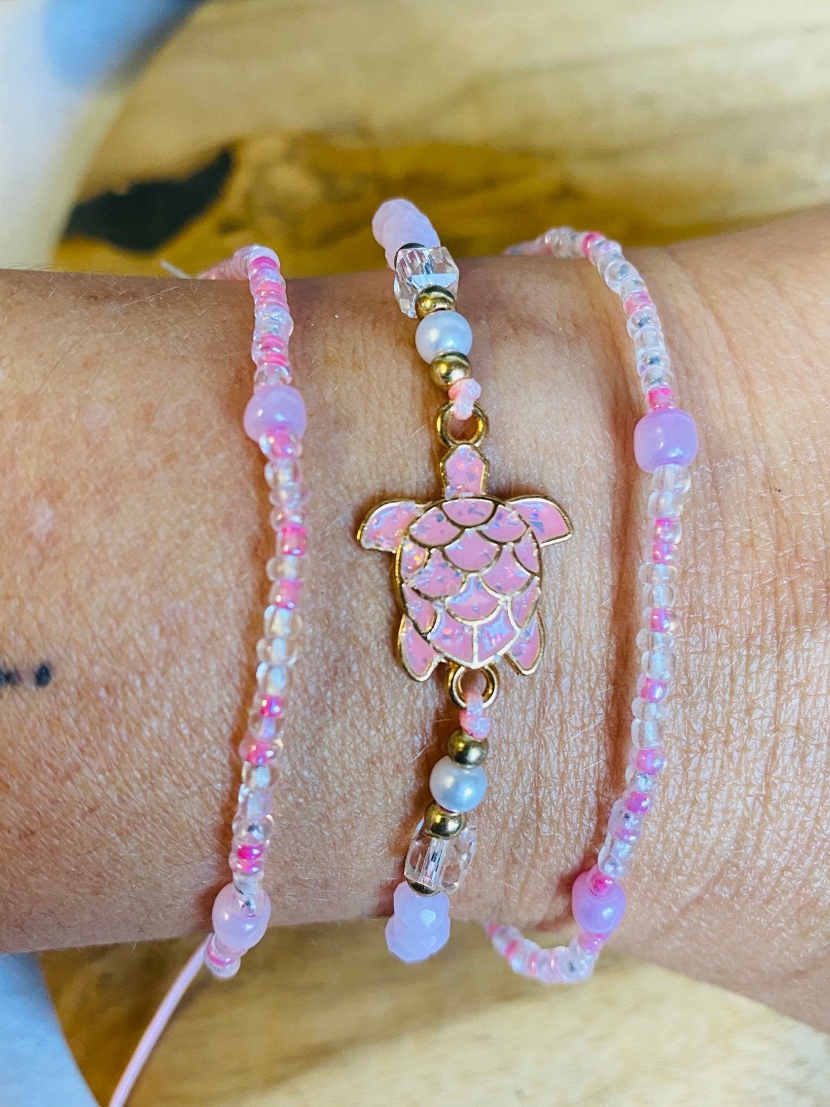 Bracelet tortue 3 pièces rose, Bijoux, Sacs & Beauté, Envoi, Neuf, Rose, Autres matériaux