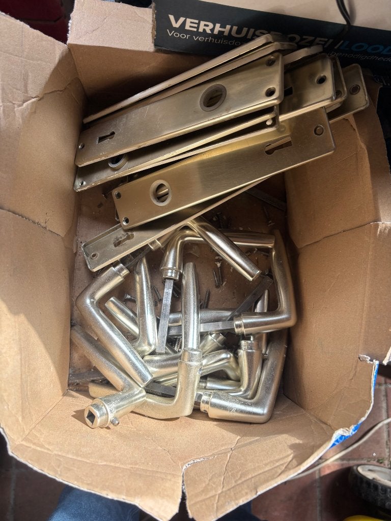 Deurklinken+afdekplaten, Ophalen of Verzenden, Gebruikt, Overige materialen, Klink of Kruk
