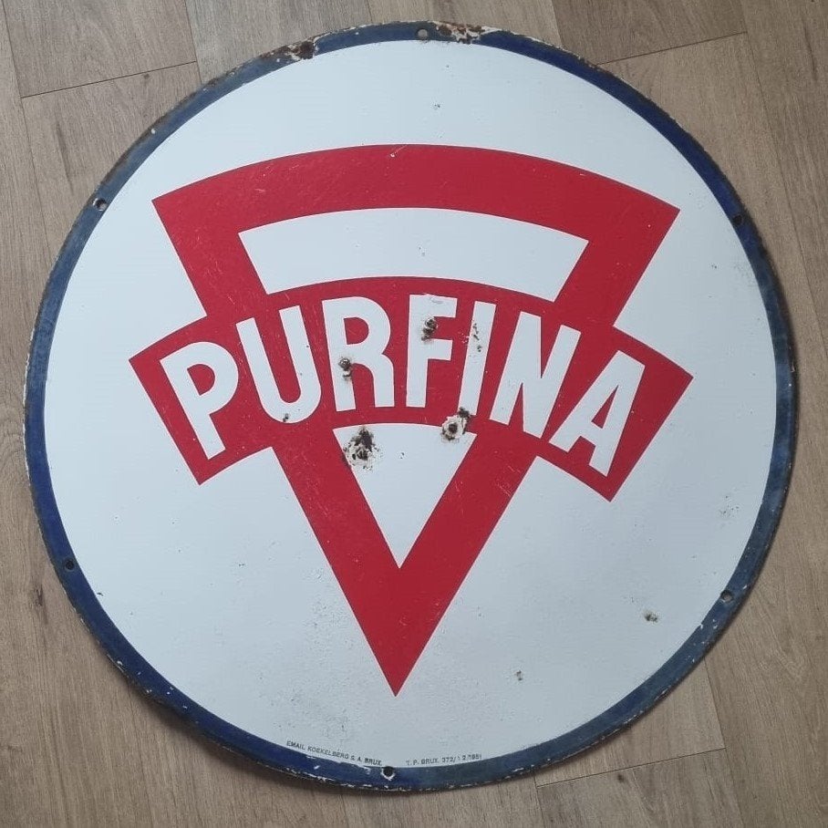 Rare Tres grande plaque email marque Purfina 80 cm, Antiquités & Art, Antiquités | Email, Enlèvement