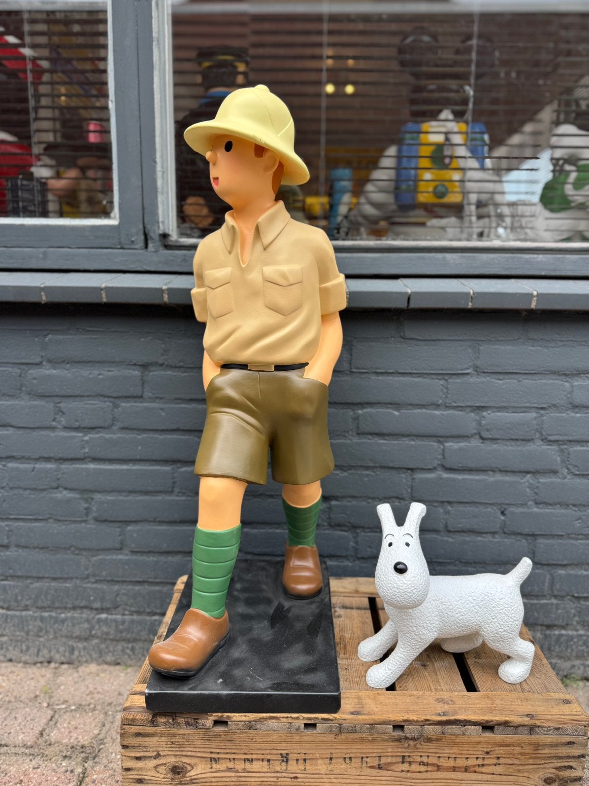 Belle grande statue de Tintin au Congo, Enlèvement, Comme neuf, Humain