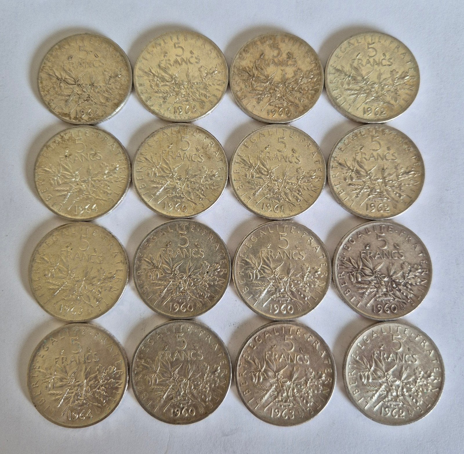 lot (3) 192 grammes argent , 5 francs semeuse, Envoi, France, Monnaie en vrac, Argent