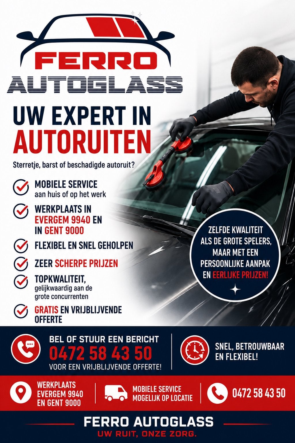 Autoruit kapot Bel of stuur ons !, Auto-onderdelen, Ophalen, Voor, Deur
