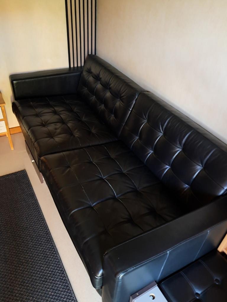 Canapé 3 places en cuir Landskrona, Maison & Meubles, Enlèvement, Noir