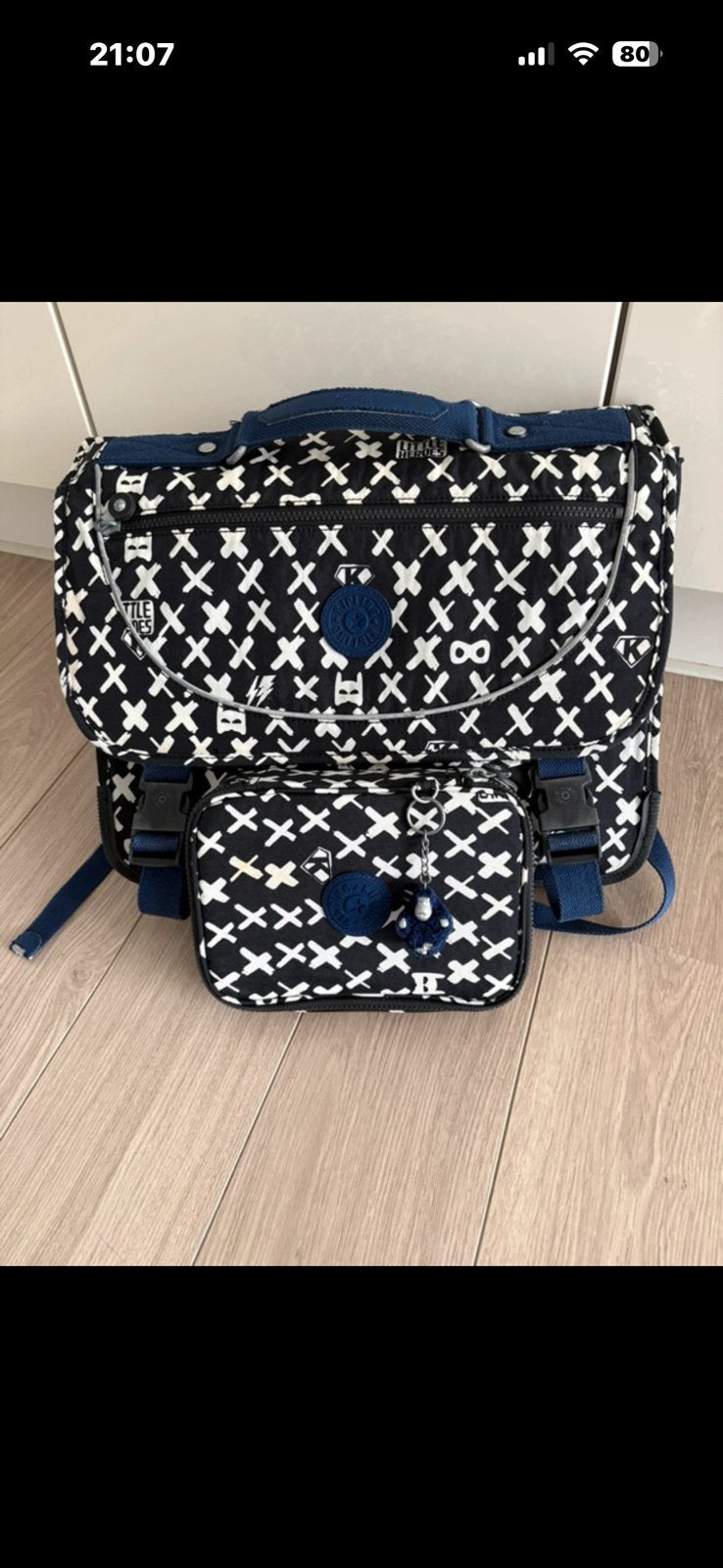 Cartable kipling avec trousse, Enlèvement, Utilisé, Bleu, Porte-documents ou Cartable