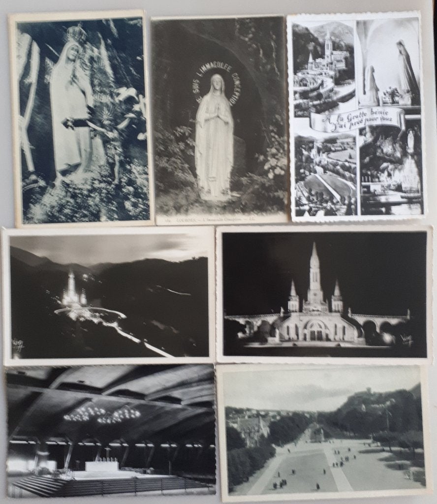 5 OUDE RELIGIEUZE KAARTEN: LOURDES +1 x FATIMA Ref.R 30, Ophalen of Verzenden, Gebruikt, Kaart of Prent, Christendom | Katholiek