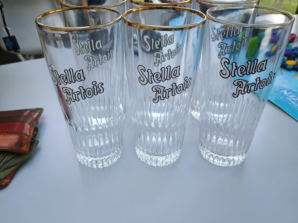 Stella Artois ribbeltjes glazen, Verzamelen, Glas en Drinkglazen, Ophalen of Verzenden