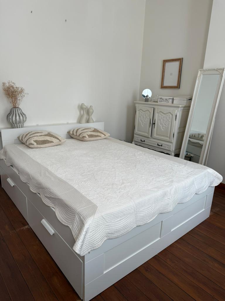 Ikea bed brimnes, Enlèvement, Utilisé, 200 cm, Blanc