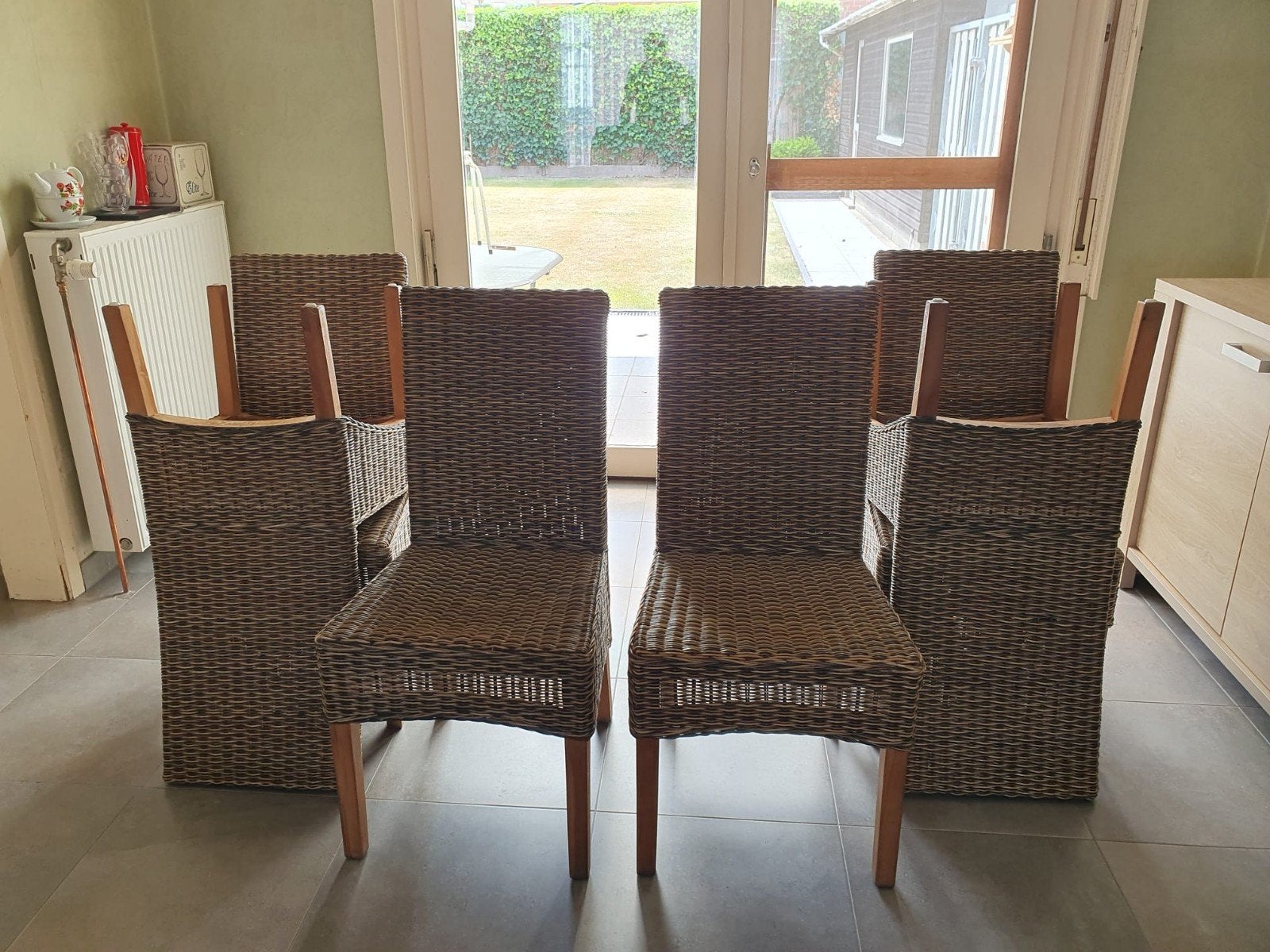 6 chaises de salle à manger en rotin, Maison & Meubles, Enlèvement
