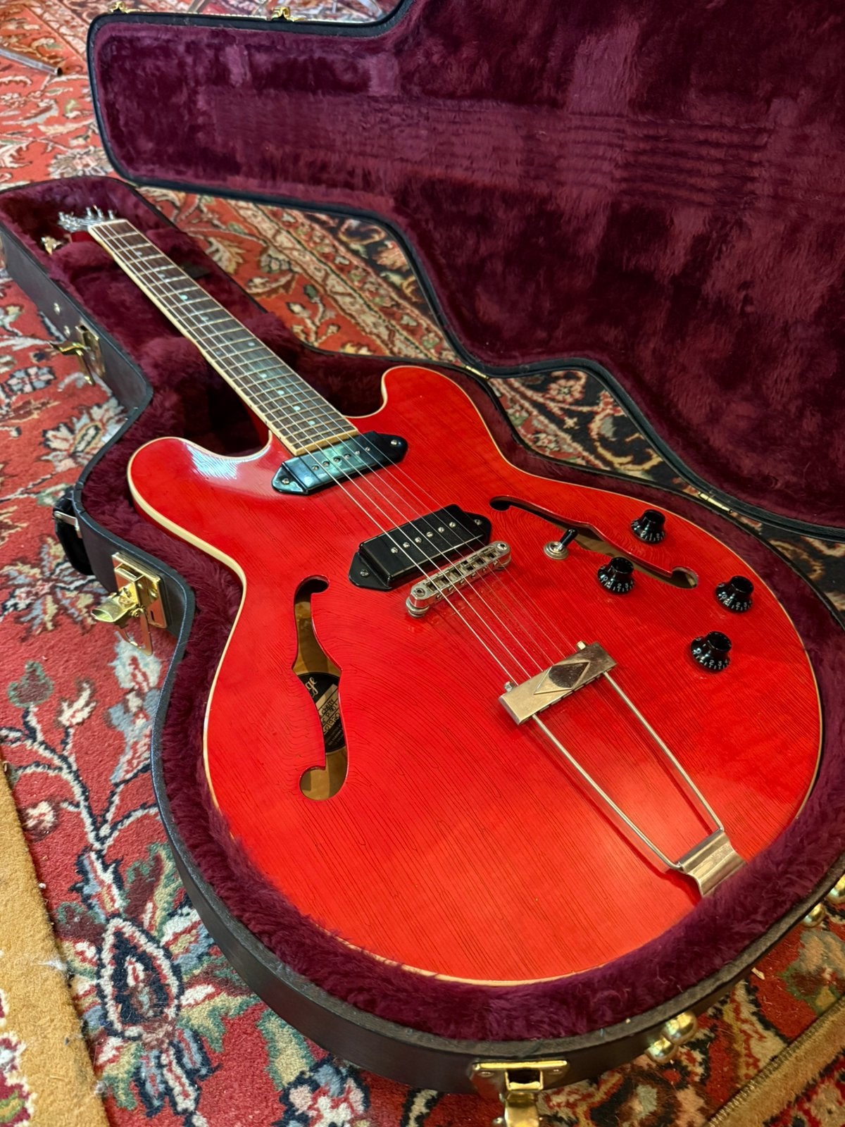 Heritage H530 Trans Cherry Lollar P90, Muziek en Instrumenten, Ophalen, Zo goed als nieuw, Hollow body