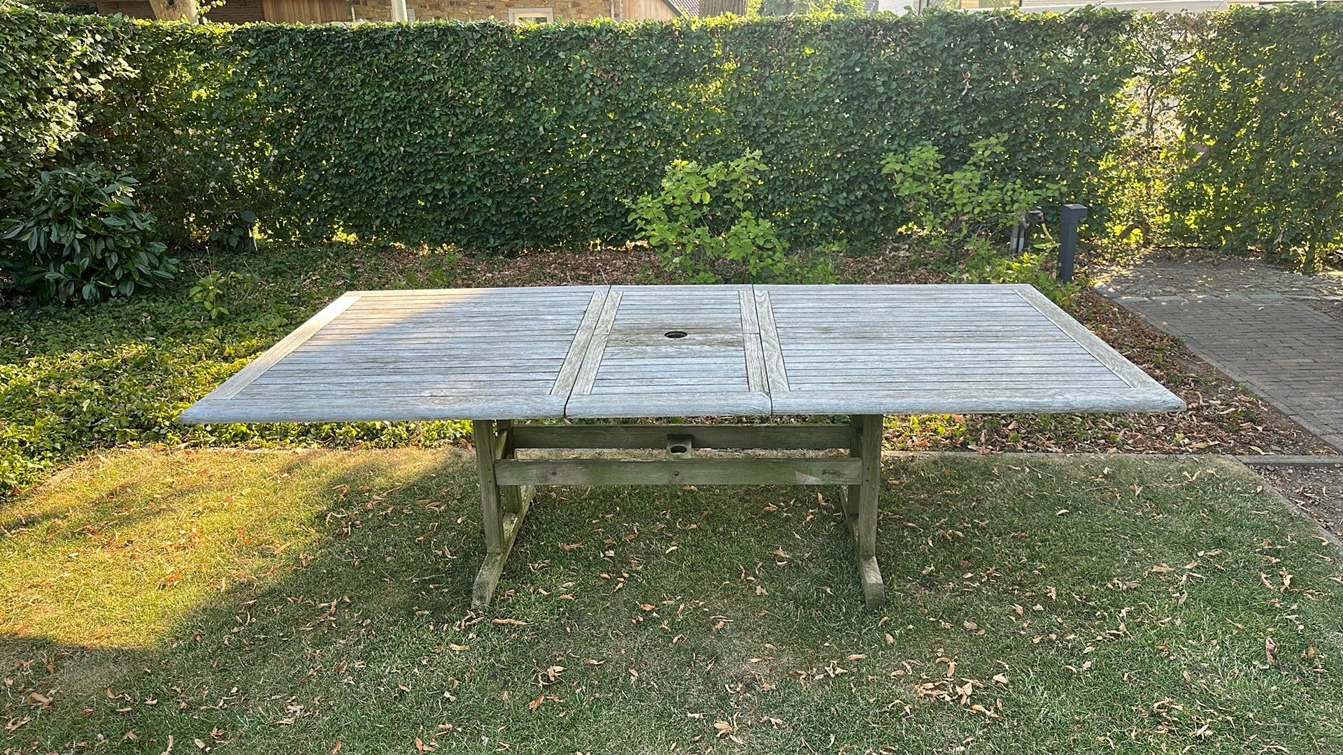 Teaktafel gebruikt, Jardin & Terrasse, Tables de jardin, Enlèvement, Utilisé, Rectangulaire, Bois de teck