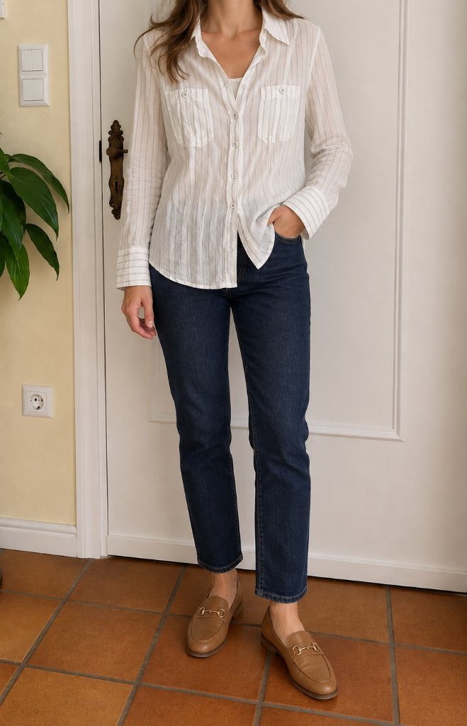 Luisa Cerano katoen blouse – maat 36, Wit, Ophalen of Verzenden, Zo goed als nieuw, Luisa Cerano