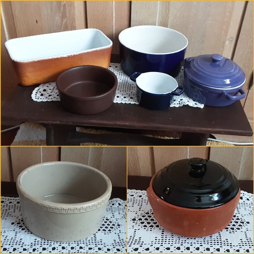 7 keramieke ovenpotten, Prijs voor alles, Ophalen of Verzenden, Steen/keramiek