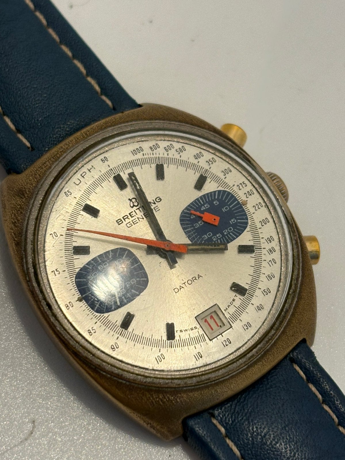 Chronographe Vintage Breitling Genève Datora, Bijoux, Sacs & Beauté, Enlèvement ou Envoi, Breitling