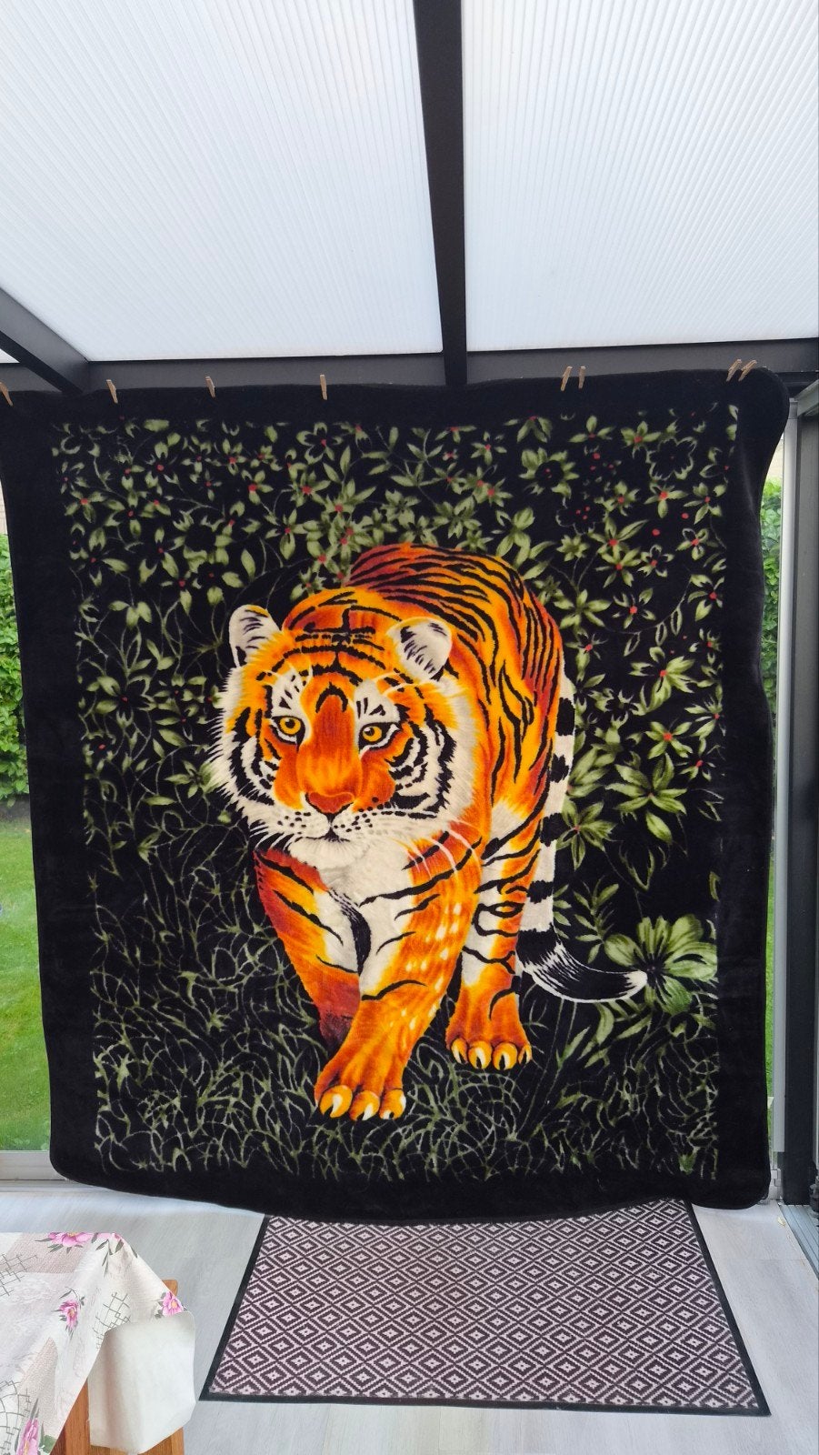 groot fleece laken met tijgerprint, Ophalen, Zo goed als nieuw, 200 cm, Omkeerbaar